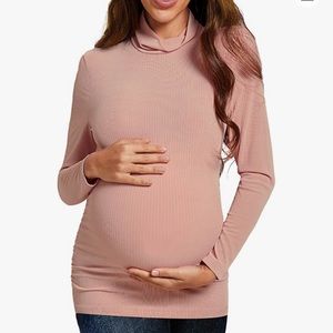 Pink Maternity Top Size L, Long Sleeved with Mini Turtleneck
